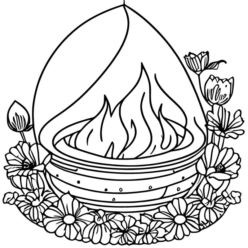 a flame surrounded by flowers