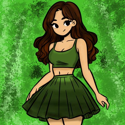 woman in a skirt and crop top