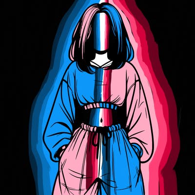 realistic girl faceless with baggy pants and a crop top