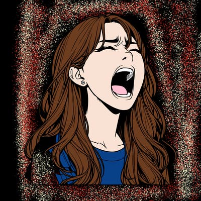 screaming realistic, girl
