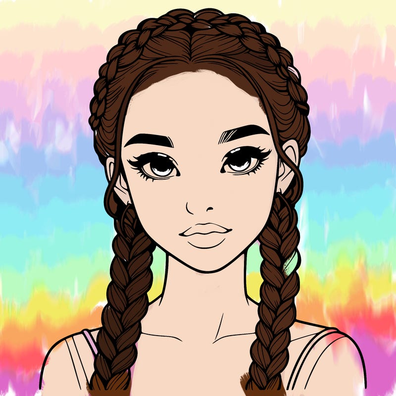 realistic girl with braids