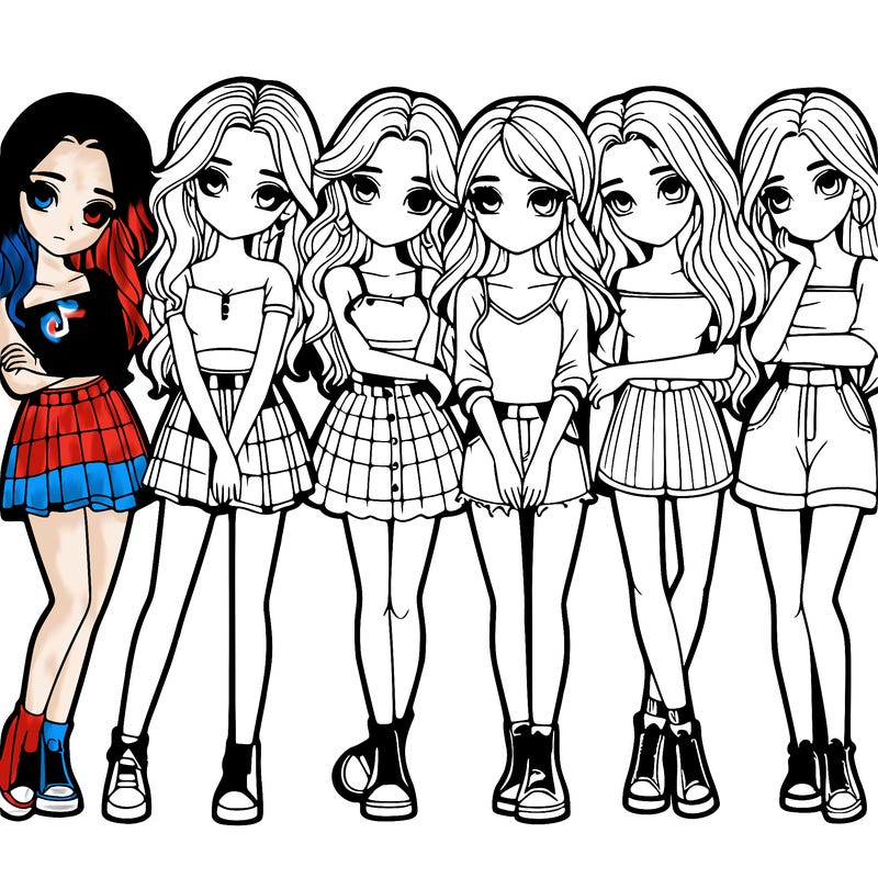 a group of girls realistic