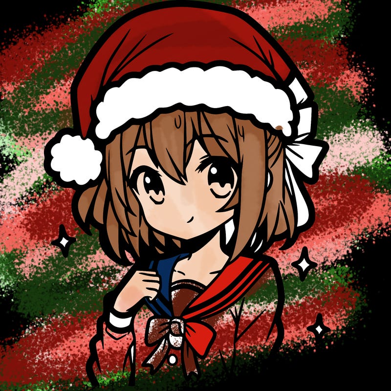 anime girl wearing a santa hat