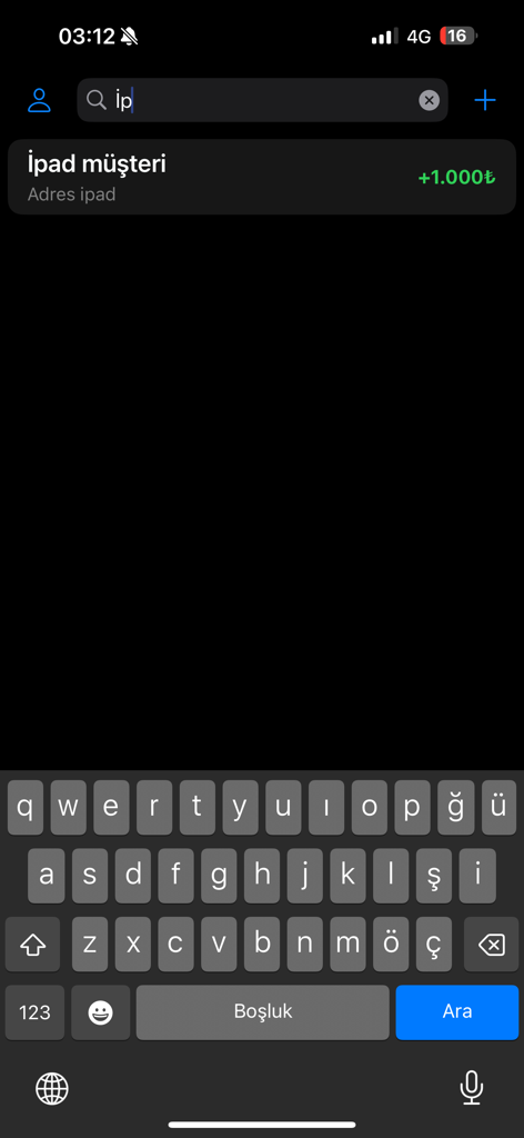 Search screen in the Debt Tracking for Vet app displaying a client record and balance