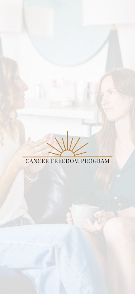 Cancer Freedom - Two women talking with the Cancer Freedom Program logo in the foreground