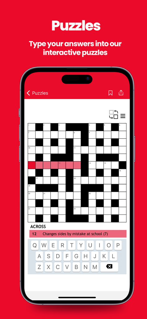 Daily Record Newspaper App interactive crossword puzzle interface