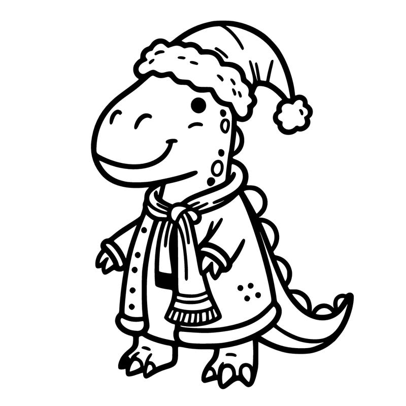 dinosaur dressed as christmas