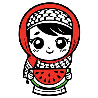 palestinian girl with watermelon