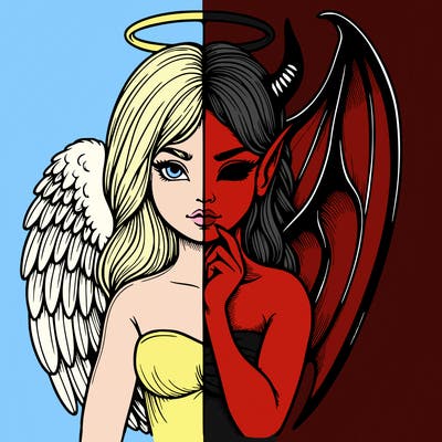 realistic angel half demon