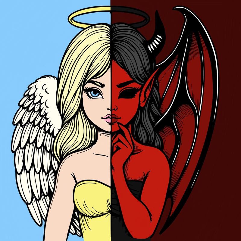 realistic angel half demon