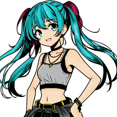 anime girl wearing crop top