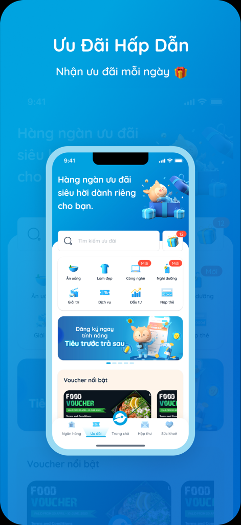 TNEX - Ngân hàng số thế hệ mới - TNEX 디지털 뱅크 앱 스크린샷, 라이프스타일 혜택 및 할인 쿠폰 표시