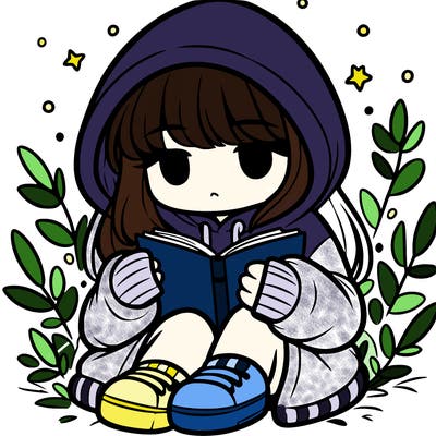 girl in oversized hoodie reading a book