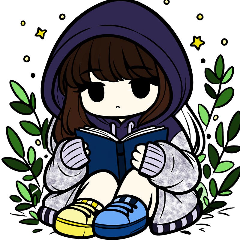 girl in oversized hoodie reading a book