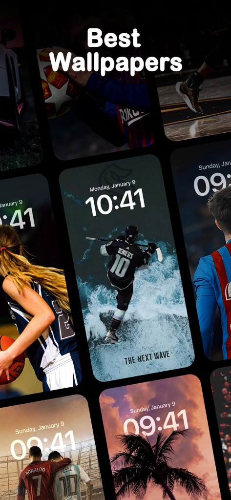 LockWidget: Lock Screen,Themes - A collection of aesthetic iPhone lock screen wallpapers featuring sports players and nature scenes
