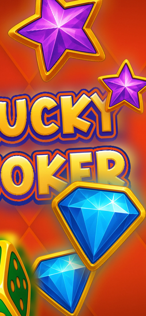 Cinе Snаp - Grafica colorata "Lucky Joker" con stelle viola e diamanti blu.