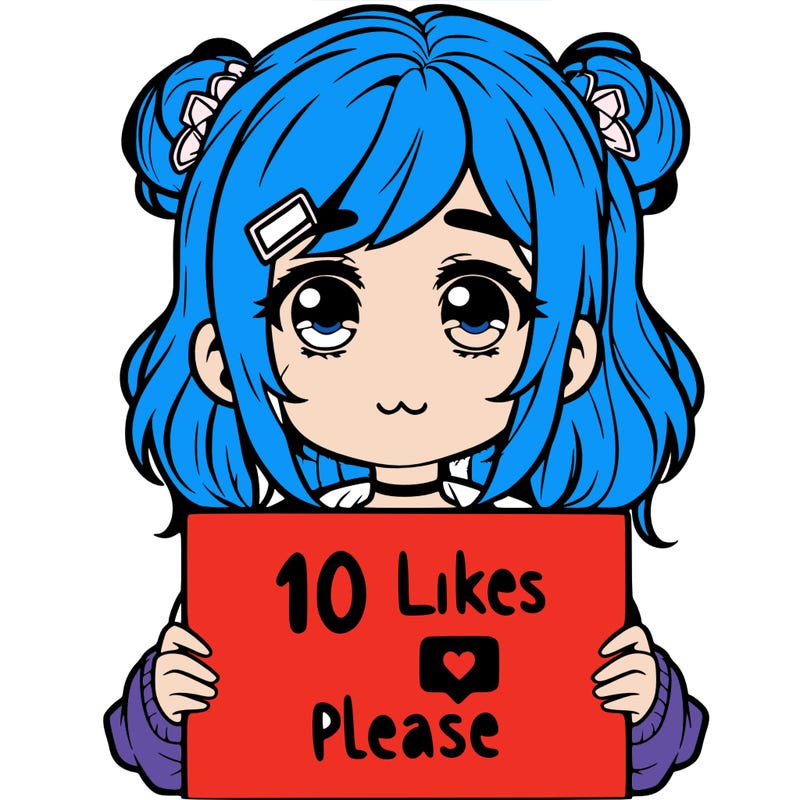 a girl with a sign saying 10 likes please