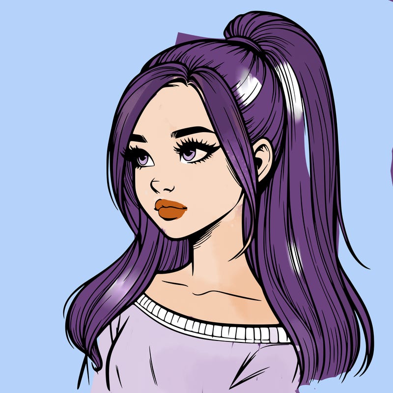 realistic girl with a high ponytail