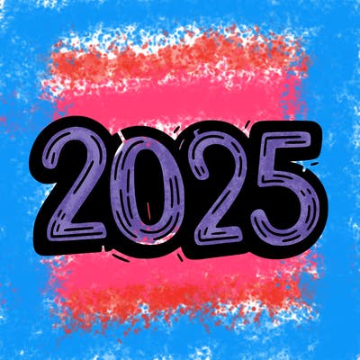 one line scrawled numbers sketch design “2025”