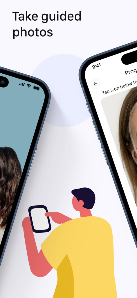 HairTRACK app interface for taking guided hair progress photos