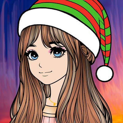 realistic girl with realistic santa hat
