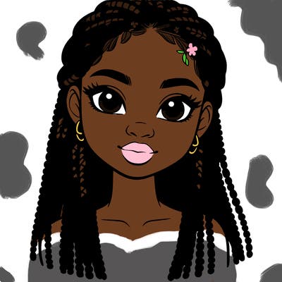 a realistic black girl with braids