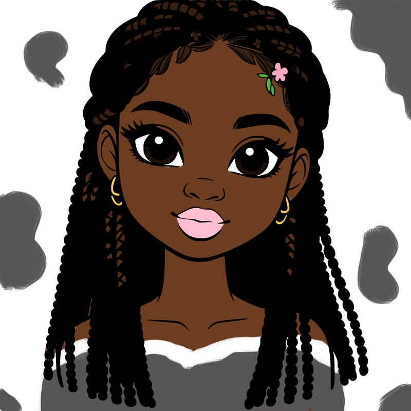 a realistic black girl with braids