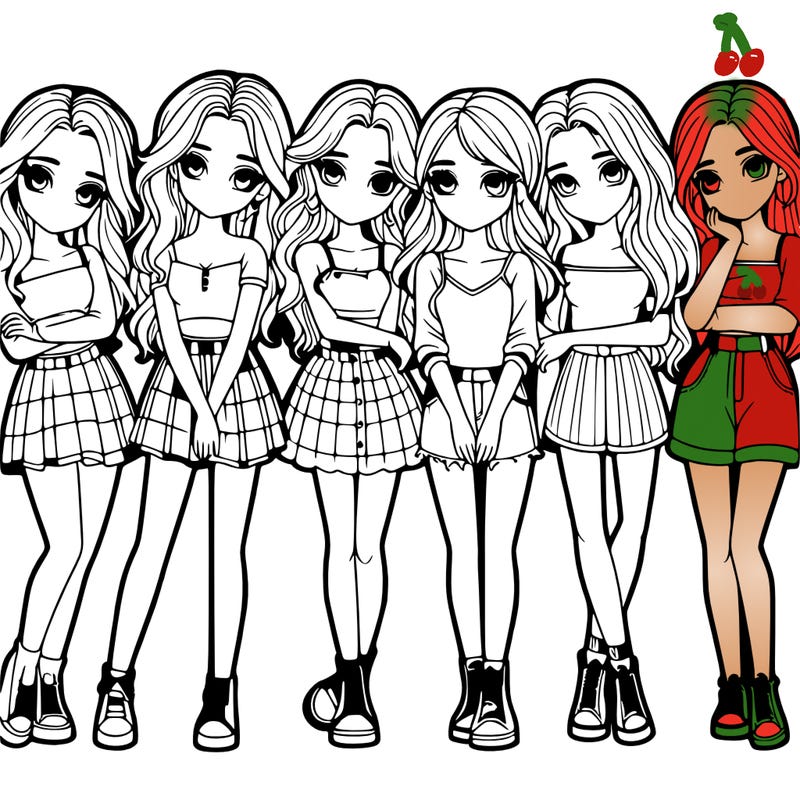 a group of girls realistic