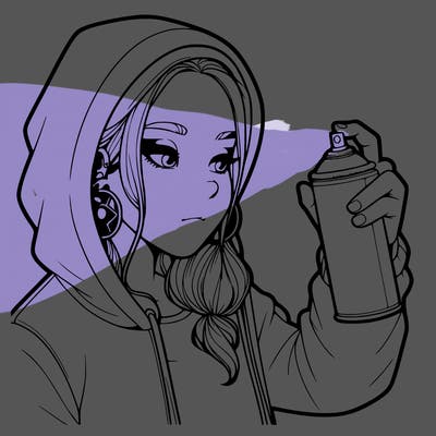 a realistic girl, spray painting