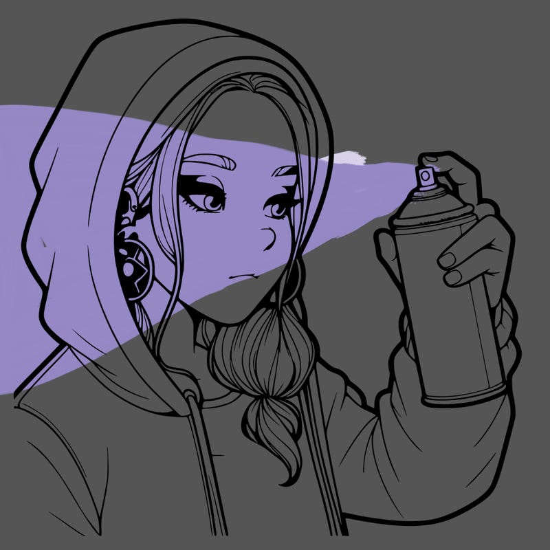 a realistic girl, spray painting