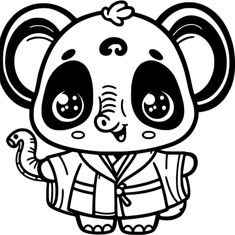 show me a pic of a cute panda dressed up as a elephant