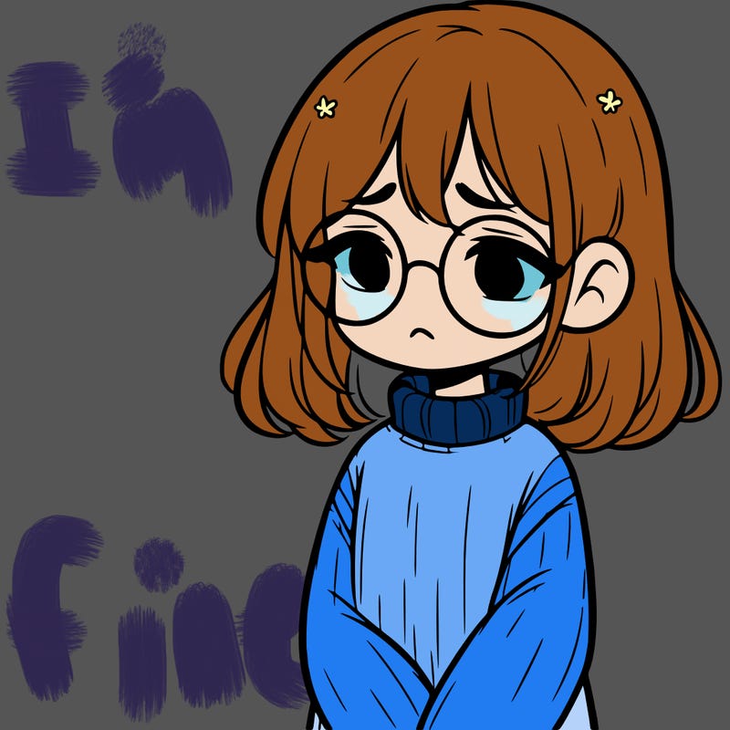 sad girl with glasses in a sweater