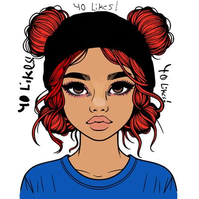 realistic girl with buns in her hair with a beanie on