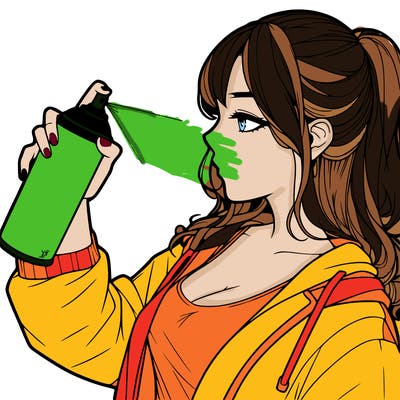a realistic girl spray, painting