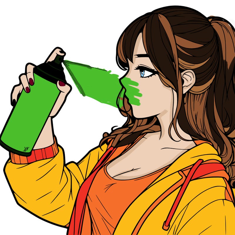 a realistic girl spray, painting