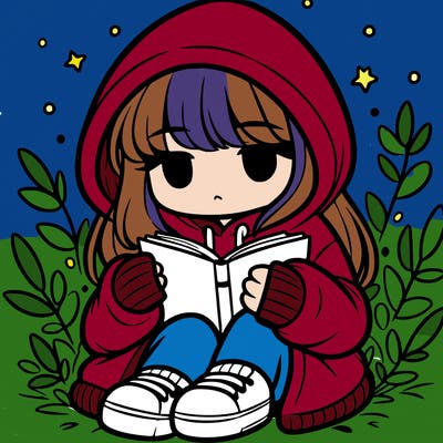girl in oversized hoodie reading a book