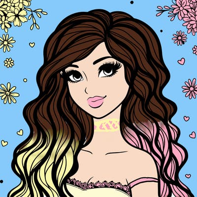 pretty woman with long wavy hair