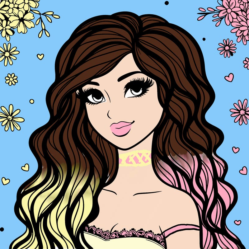 pretty woman with long wavy hair