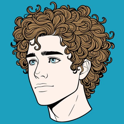 realistic guy with curly hair
