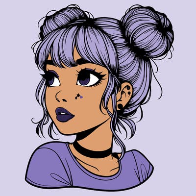 realistic girl with spacebuns