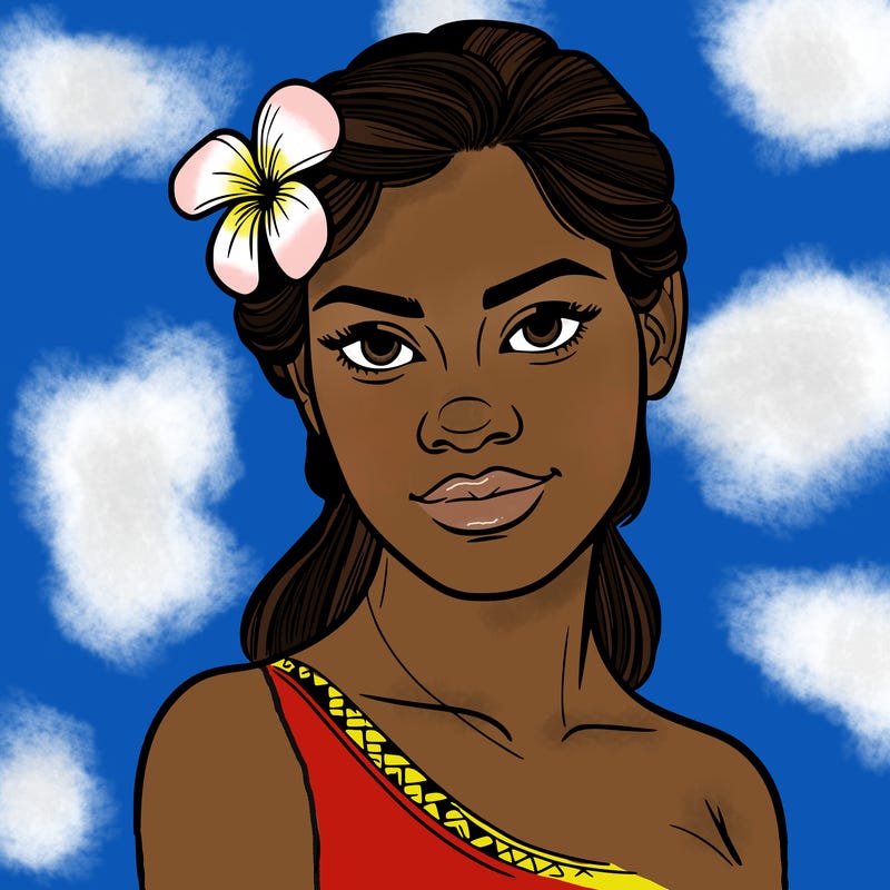a realistic polynesian woman with a samoan pacific look and a taupou