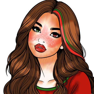 realistic girl with hair on her hair and lips