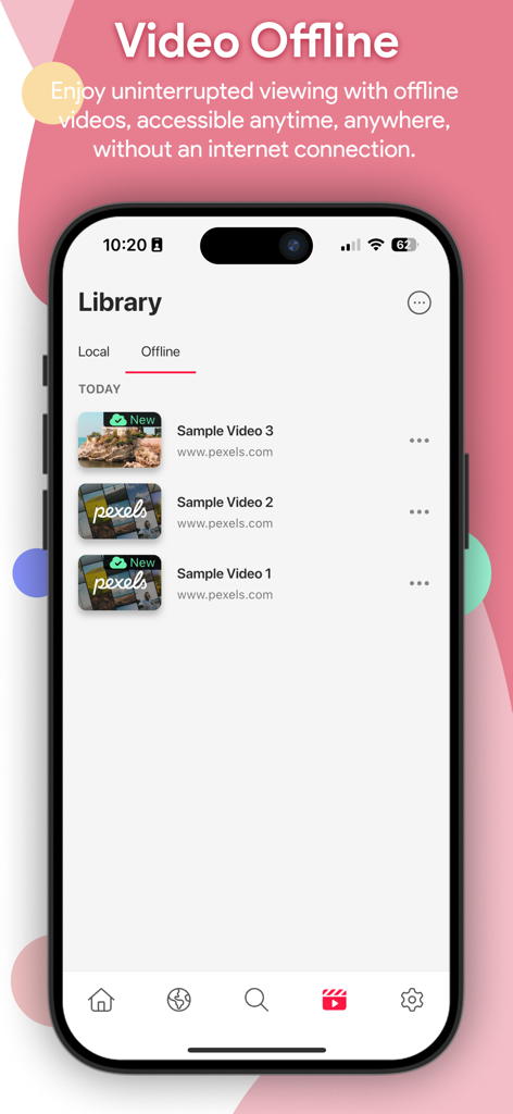 aPlayer - Video Play, Web Cast - aPlayer app interface showing the offline video library with a list of downloaded videos.
