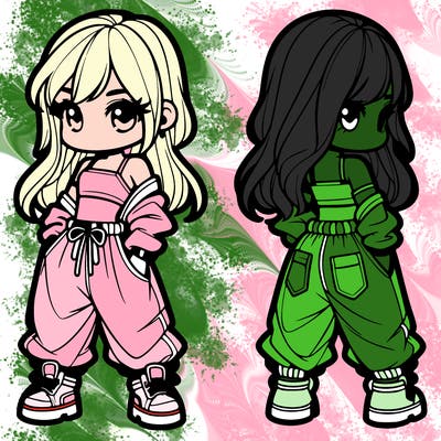 girl in crop top and baggy pants