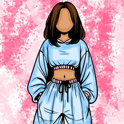 realistic girl faceless with baggy pants and a crop top