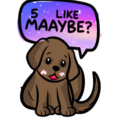a puppy that says 5 like maybe