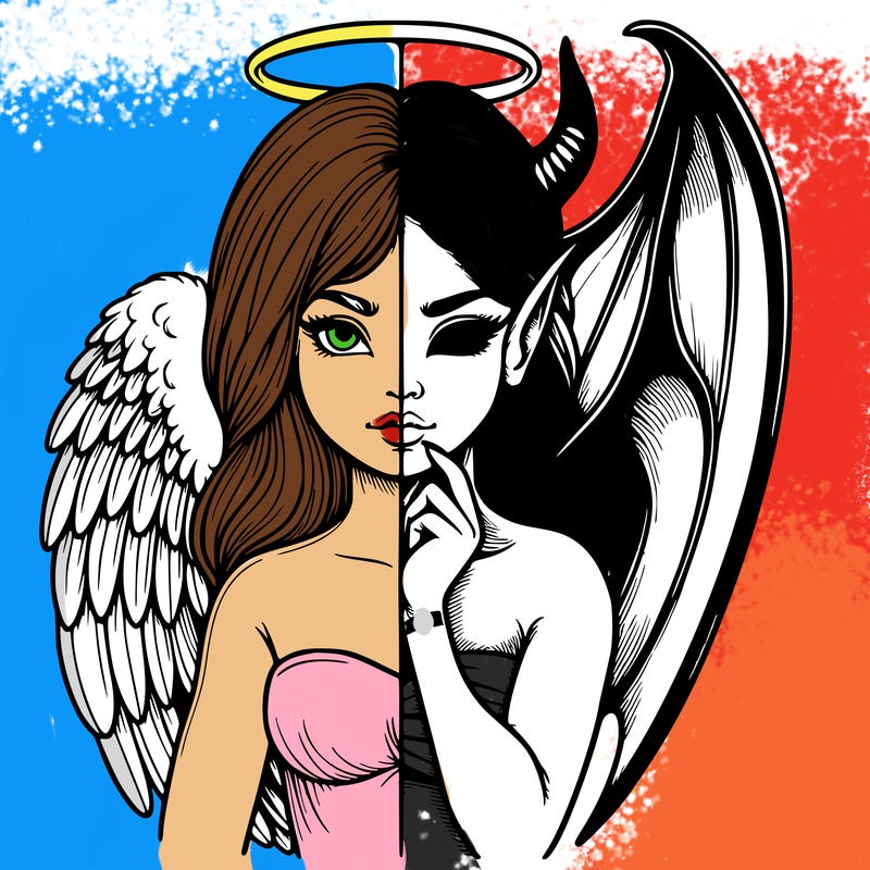 realistic angel half demon