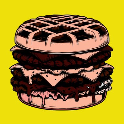 realistic waffle burger