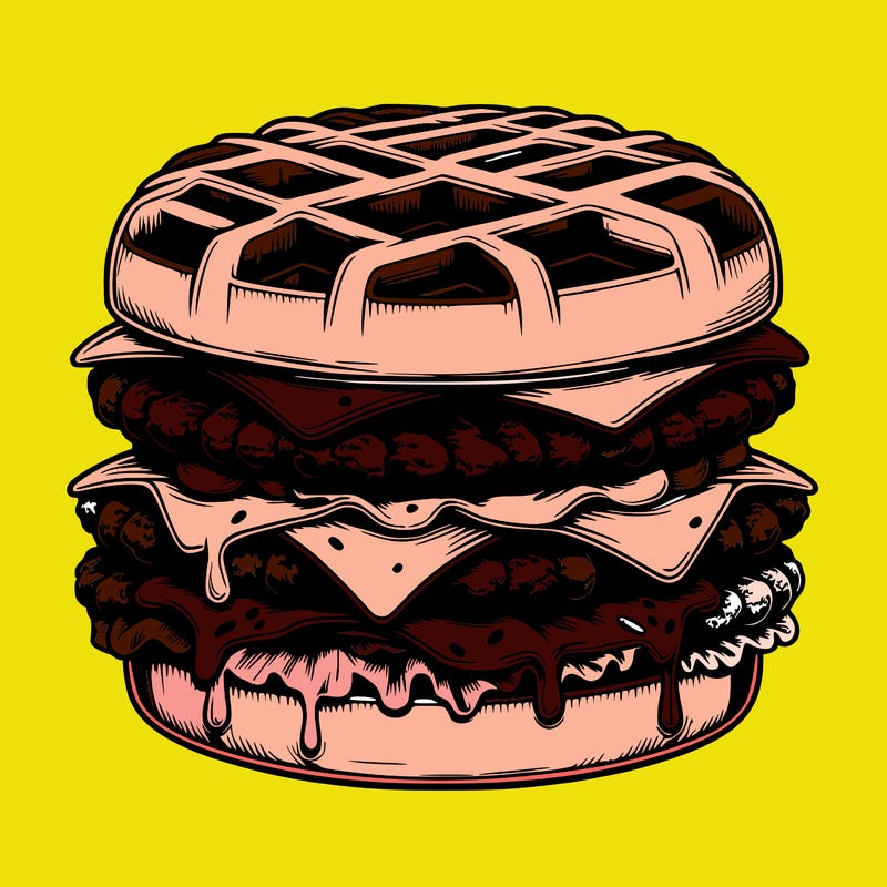 realistic waffle burger