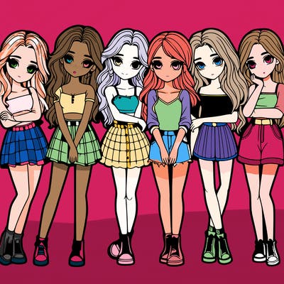 a group of girls realistic